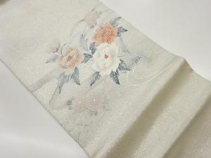 芍薬・流水模様刺繍名古屋帯
